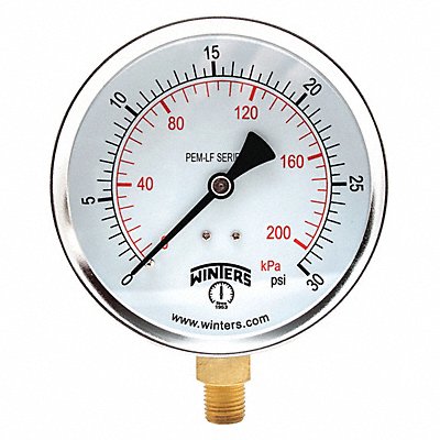 WINTERS PEM221LF K4524 Gauge Pressure 0 to 30 psi 4 in
