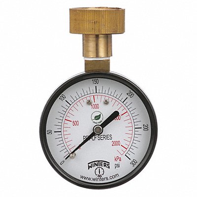 WINTERS PETW217LF K4555 Water Test Gauge 2.5 in 0 to 300 psi