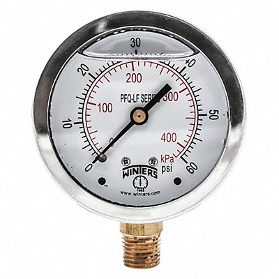 WINTERS PFQ803LF J1382 Gauge Pressure 0 to 60 psi 2-1/2 in