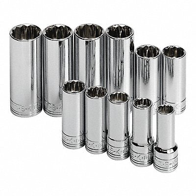 SK PROFESSIONAL TOOLS 1871 Socket Set Chrome 3/8 in 12 Pt