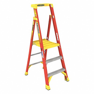 WERNER PD6203 Podium Stepladder 3 ft Fiberglass 300 lb
