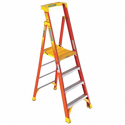 WERNER PD6204 Podium Stepladder 4 ft Fiberglass 300 lb