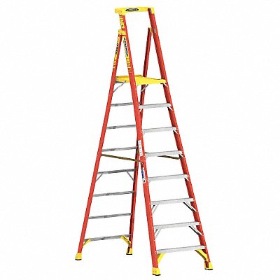 WERNER PD6208 Podium Stepladder 8 ft Fiberglass 300 lb