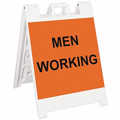 GRAINGER 136WLGQ2403OBEG Barricade Sign Men Working 36 in H
