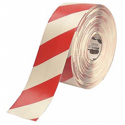 MIGHTY LINE 4RWCHVRED Floor Tape Red/White 4 inx100 ft Roll
