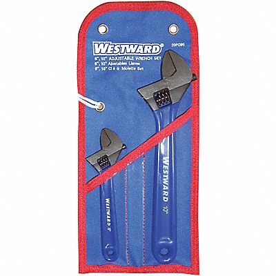 WESTWARD 20PG95 Adjustable Wrench Set CV Steel 6 to 10