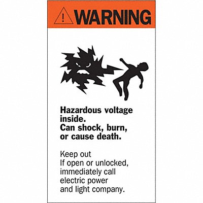 BRADY 46346 Hazardous Voltage Label 8 in x 4 1/2 in