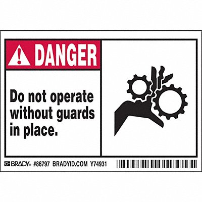 BRADY 86797 Label 3 1/2 inx5 in Polyester PK5