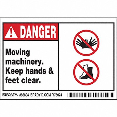 BRADY 86894 Label 3 1/2 inx5 in Polyester PK5