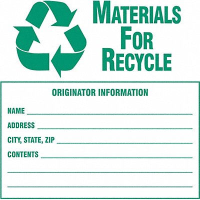 BRADY 121062 Recycle Label 6in. Dia Vinyl PK100