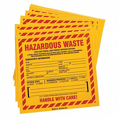 BRADY 121157 DOT Handling Label Waste 6 Label W PK50