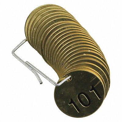 BRADY 23204 Numbered Tag Set Brass 1 1/2in W PK25