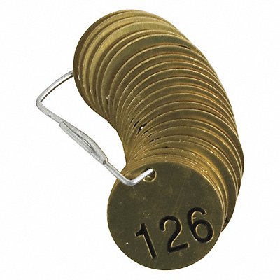 BRADY 23205 Numbered Tag Set Brass 1 1/2in W PK25