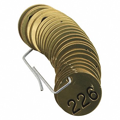 BRADY 23209 Numbered Tag Set Brass 1 1/2in W PK25