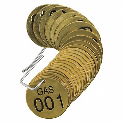 BRADY 23264 Numbered Tag Set Brass 1 1/2in W PK25