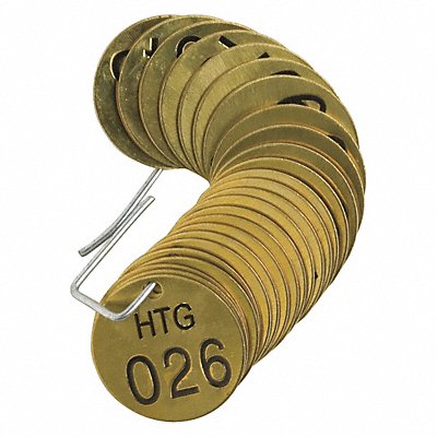 BRADY 23269 Numbered Tag Set Brass 1 1/2in W PK25