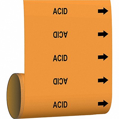BRADY 108442 Pipe Marker Acid 30 ft H 8 in W