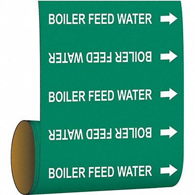 BRADY 108609 Pipe Marker Boiler Feed Water 30 ft H