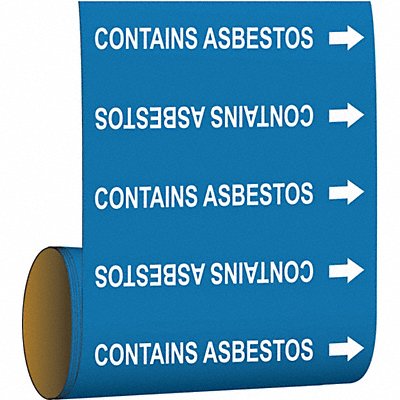 BRADY 108864 Pipe Marker Contains Asbestos 30 ft H