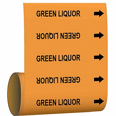 BRADY 109032 Pipe Marker Grn Liquor 30 ft H 8in W