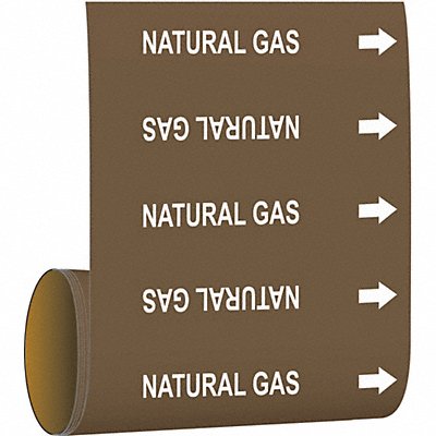 BRADY 109489 Pipe Marker Natral Gas 30 ft H 12in W