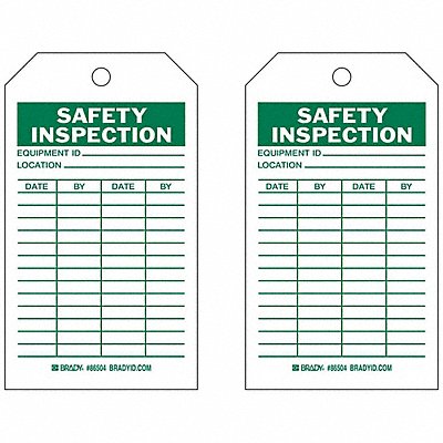 BRADY 86504 Inspection Tag 7inHx4inW HD Poly. PK10