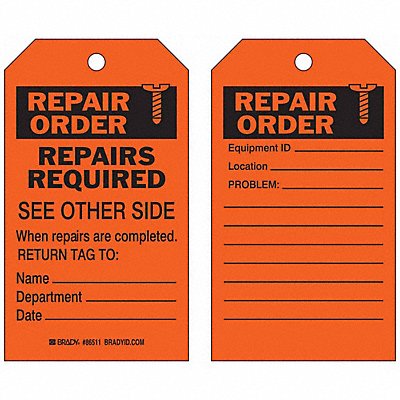 BRADY 86511 Inspection Tag 7inHx4inW HD Poly. PK10