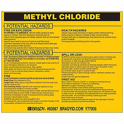 BRADY 93567 Chemical Label 3-3/4inHx4-1/2inW PK25