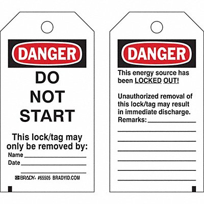 BRADY 66057 Danger Tag 5-1/2inHx3inW Poly Brass PK25