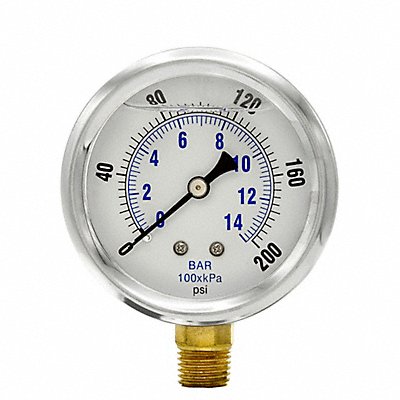 PIC GAUGES PRO201L254G Pressure Gauge 1/4 in NPT 2-1/2 in