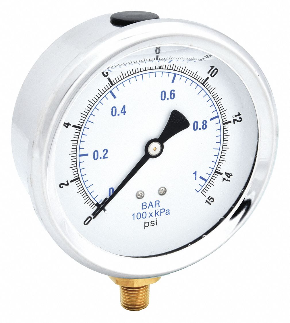 PIC GAUGES 201L404B H8400 Pressure Gauge Liquid 4 in 15 psi