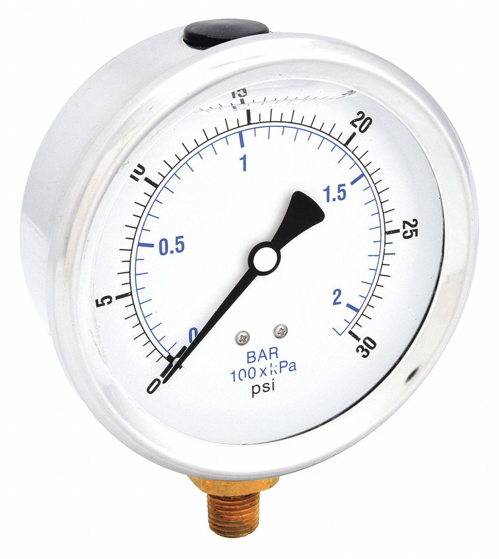 PIC GAUGES 201L404C H8400 Pressure Gauge Liquid 4 in 30 psi
