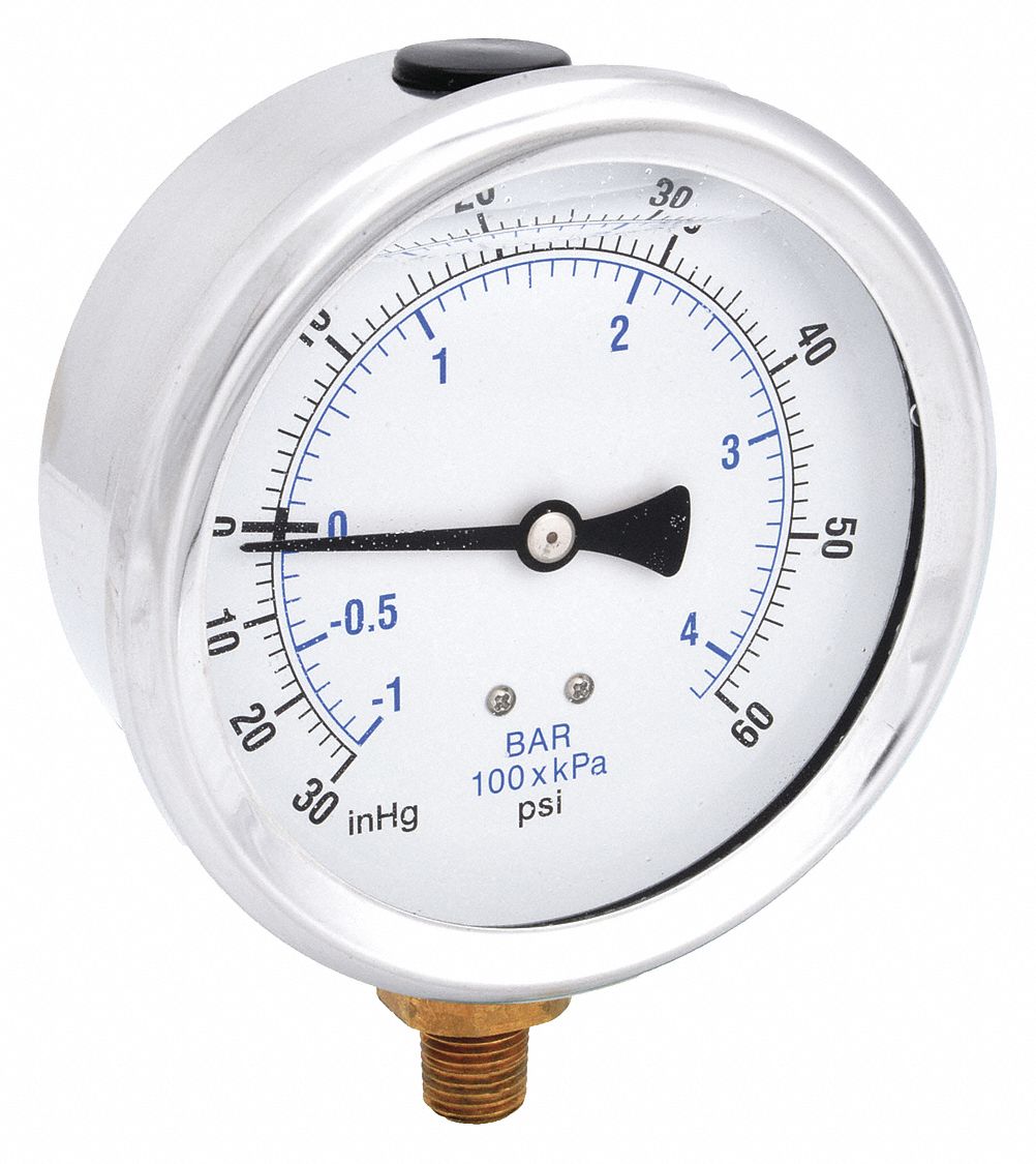 PIC GAUGES 201L404CD H8400 Compound Gauge Liquid 4 in 30/0/60 psi