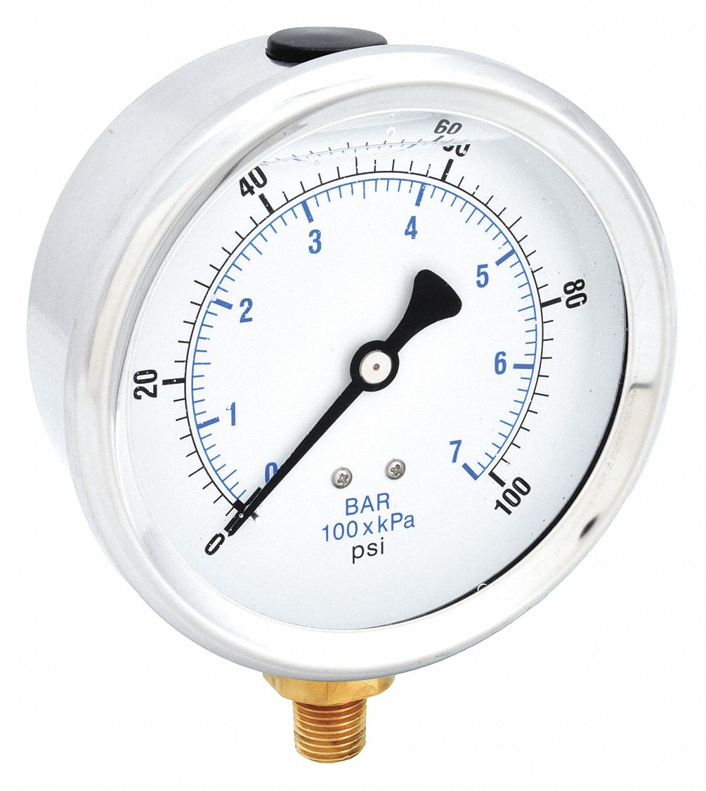 PIC GAUGES 201L404E H8400 Pressure Gauge Liquid 4 in 100 psi