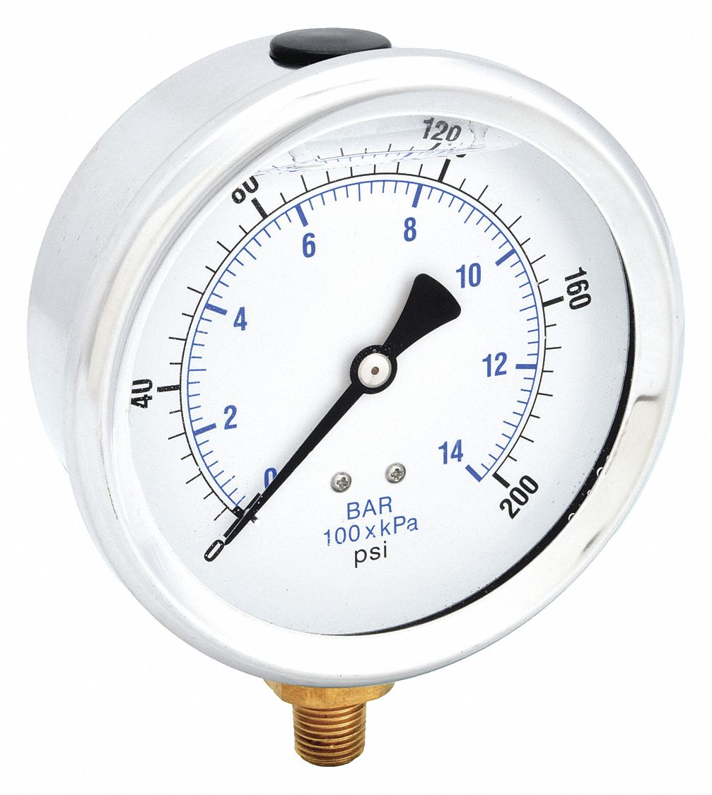 PIC GAUGES 201L404G H8400 Pressure Gauge Liquid 4 in 200 psi