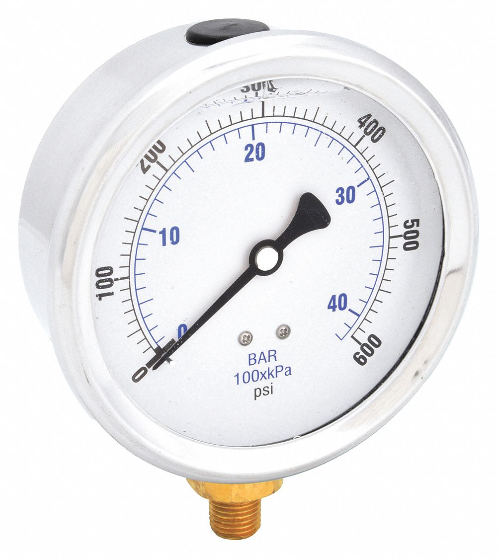 PIC GAUGES 201L404K H8400 Pressure Gauge Liquid 4 in 600 psi