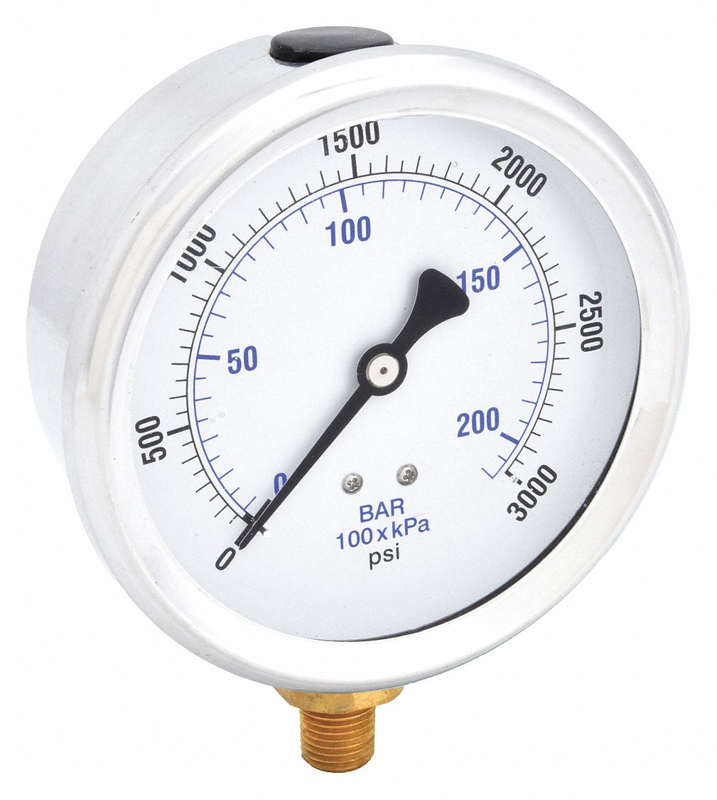 PIC GAUGES 201L404P H8400 Pressure Gauge Liquid 4 in 3000 psi