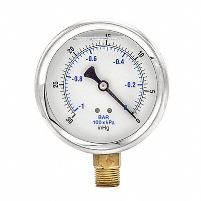 PIC GAUGES 201L402A Vacuum Gaugee Liquid 4In 30-0In Hg Vacuum