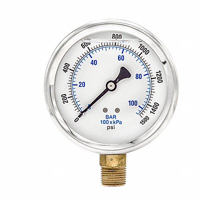 PIC GAUGES 201L402N H8403 Pressure Gauge Liquid 4 in 1500 psi