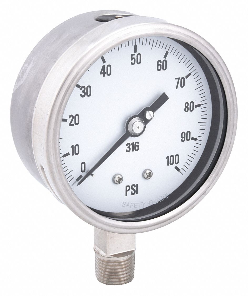 PIC GAUGES PRO311D402E H8410 Pressure Gauge Heavy Duty 4 in 100 psi