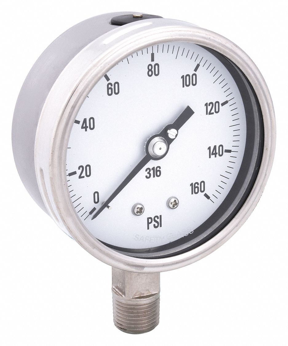 PIC GAUGES PRO311D402F H8410 Pressure Gauge Heavy Duty 4 in 160 psi