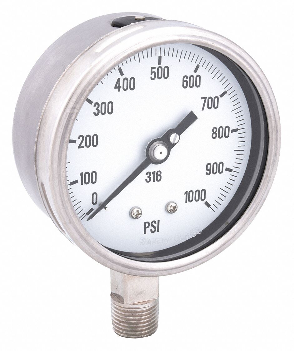 PIC GAUGES PRO311D402M H8410 Pressure Gauge Heavy Duty 4 in 1000 psi