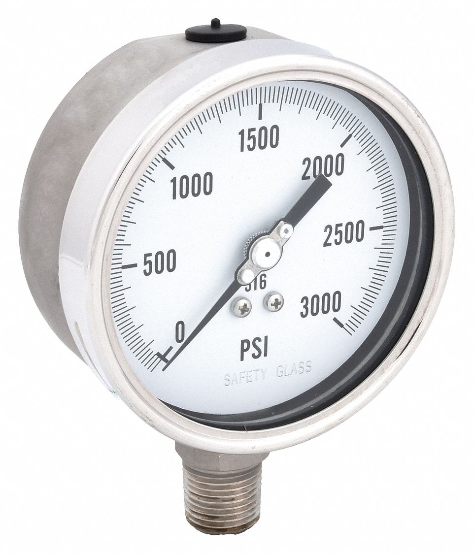PIC GAUGES PRO311D402P H8410 Pressure Gauge Heavy Duty 4 in 3000 psi