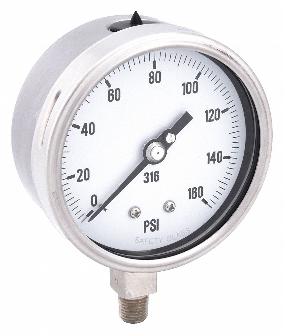 PIC GAUGES PRO311D404F H8415 Pressure Gauge Heavy Duty 4 in 160 psi