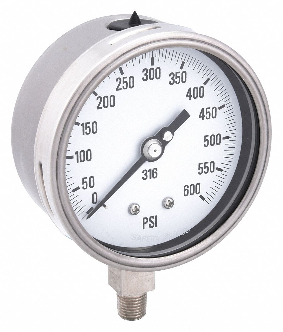 PIC GAUGES PRO311D404K H8415 Pressure Gauge Heavy Duty 4 in 600 psi