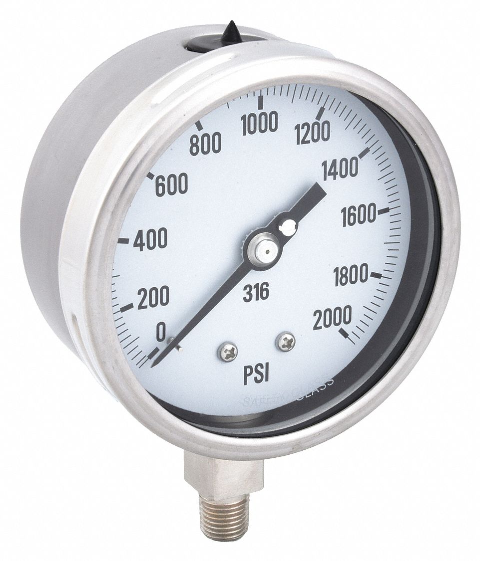 PIC GAUGES PRO311D404O H8415 Pressure Gauge Heavy Duty 4 in 2000 psi