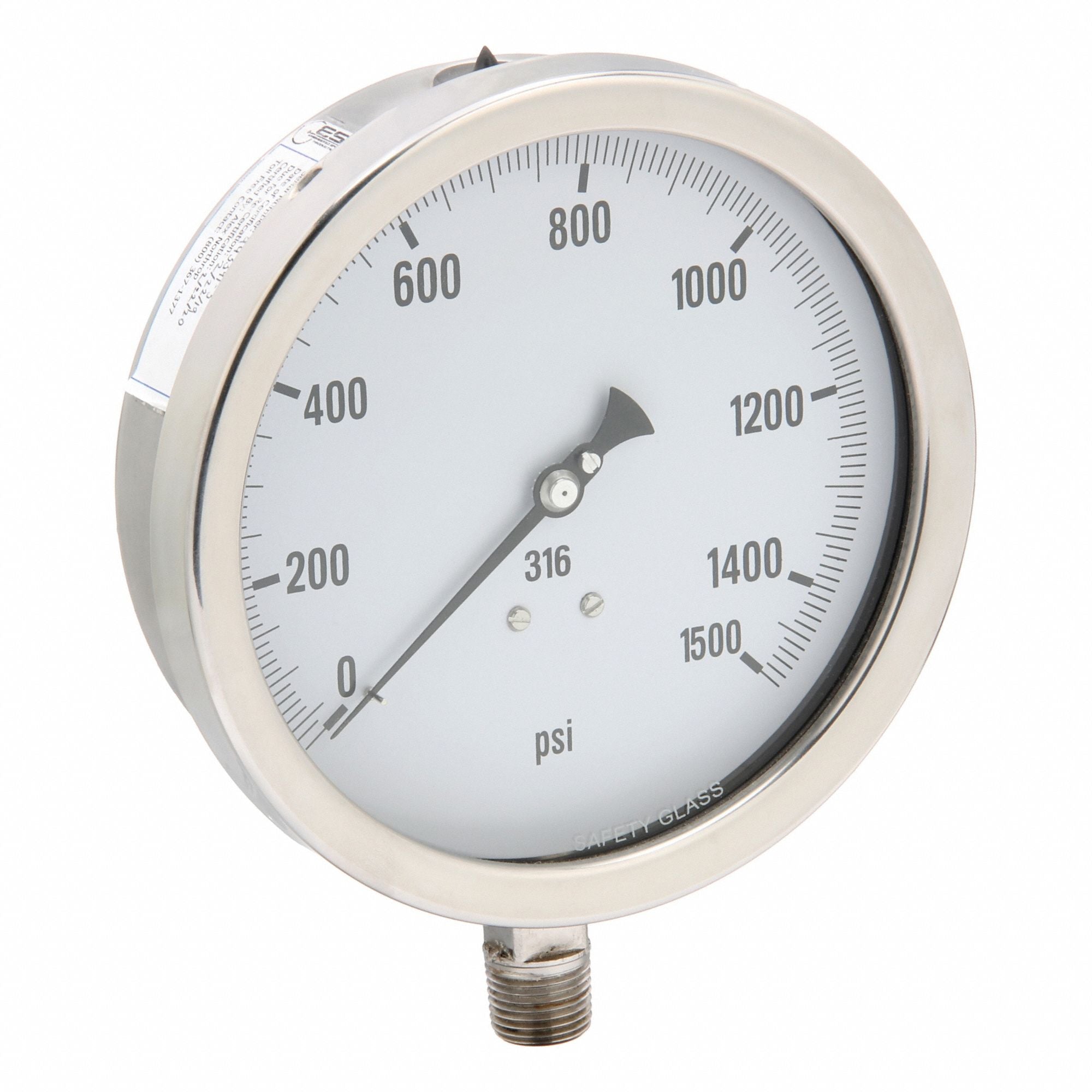 PIC GAUGES 60012LN H8409 Pressure Gauge Heavy Duty 6 In 1500 psi
