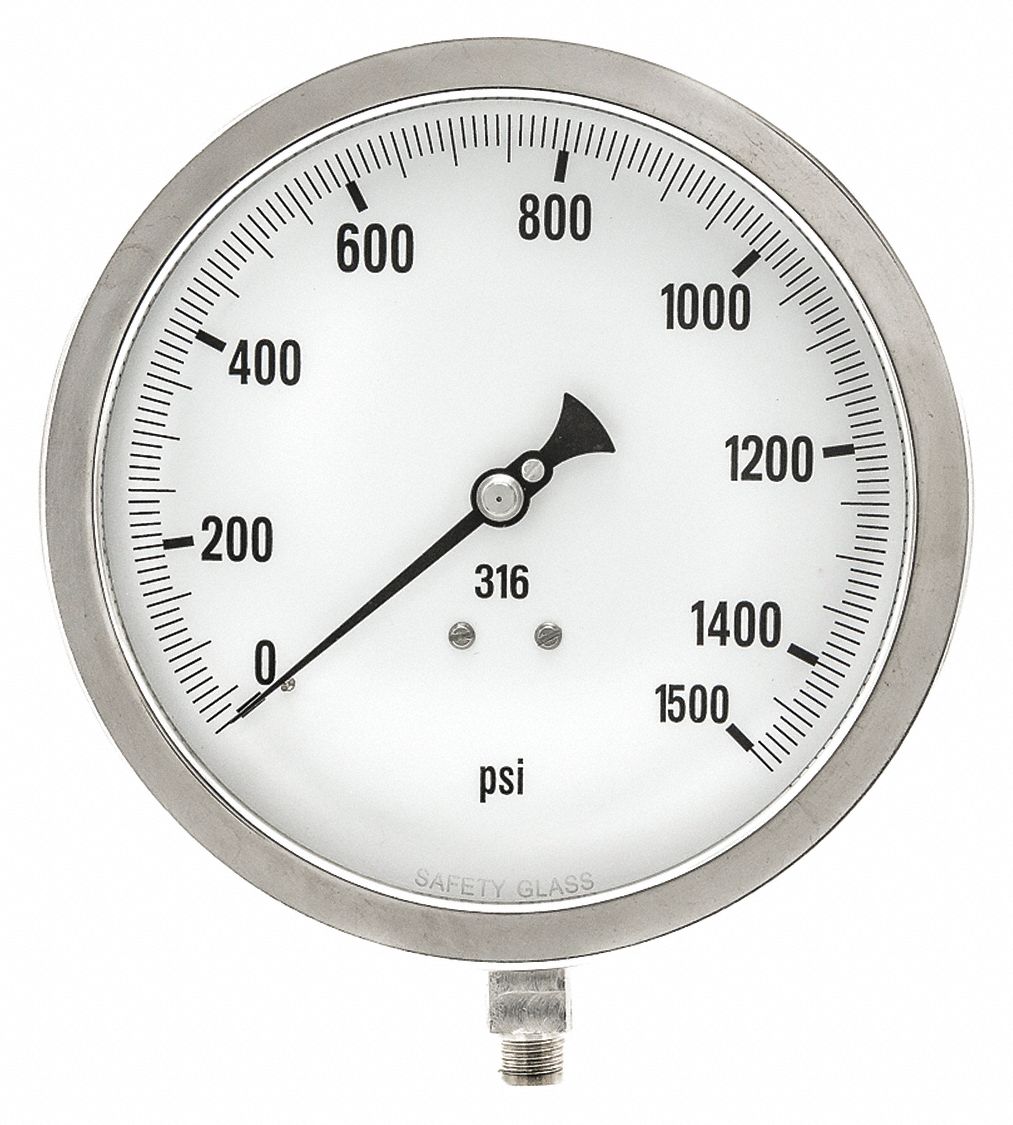 PIC GAUGES 60014LN H8414 Pressure Gauge Heavy Duty 6 In 1500 psi