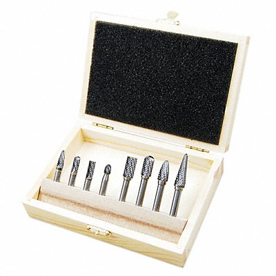 WESTWARD 20UH85 Carbide Burr Set Double Cut 1/4 . Shank
