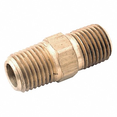 ANDERSON METALS 70632204 Hex Nipple Brass 1/4 in Pipe Size MNPT